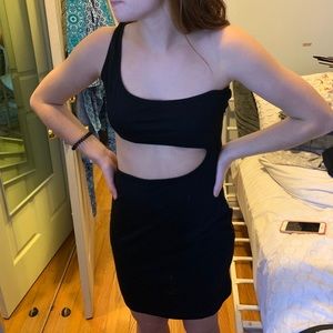 Open black wrap dress